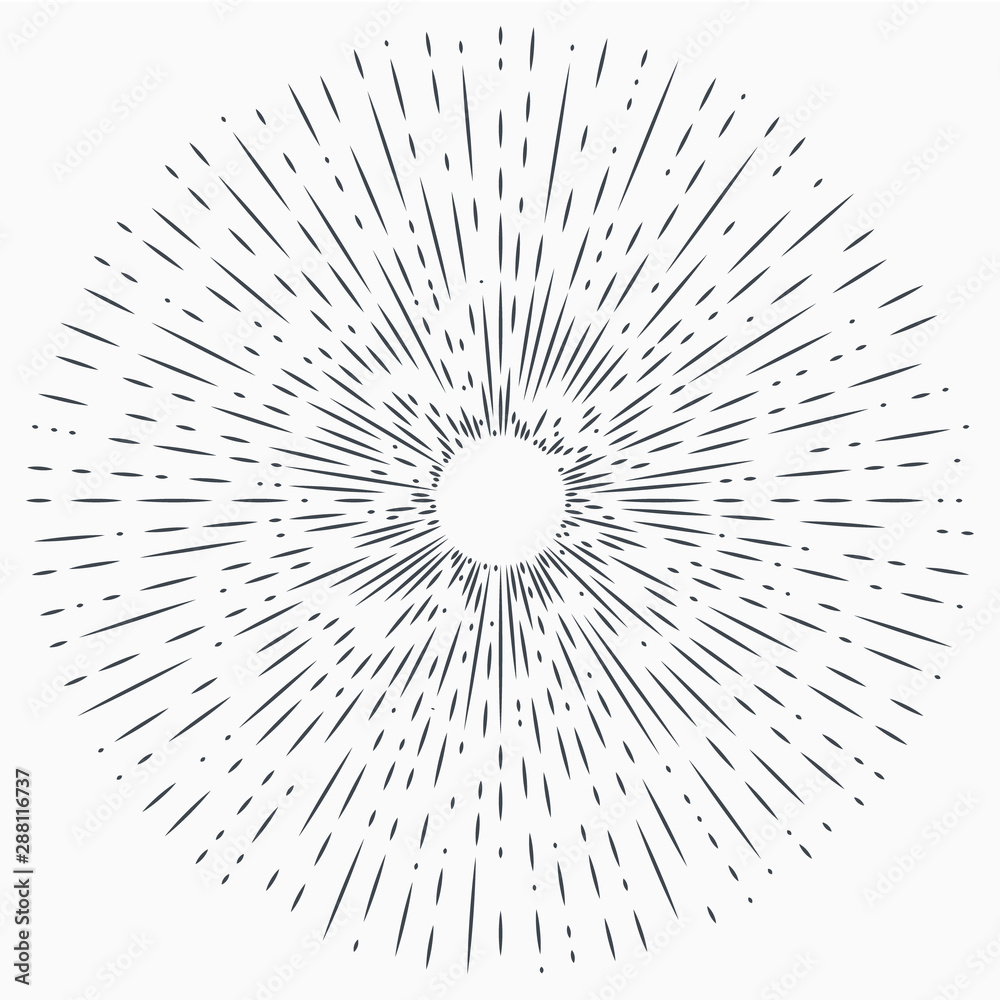 Obraz premium Sun burst, star burst sunshine. Radiating from the center of thin beams, lines.