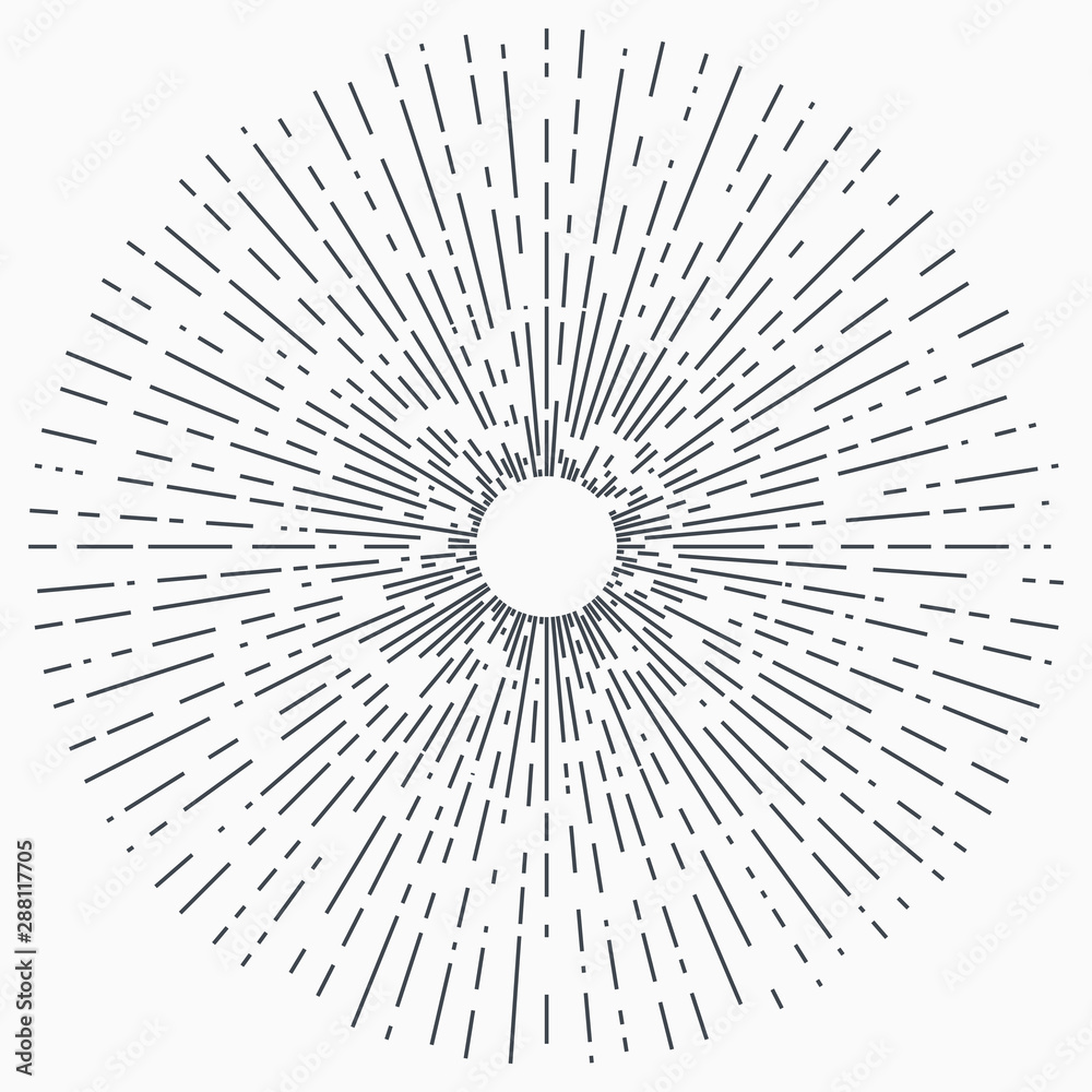 Obraz premium Sun burst, star burst sunshine. Radiating from the center of thin beams, lines.
