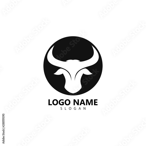 Bull head logo vector icon illustration design 
