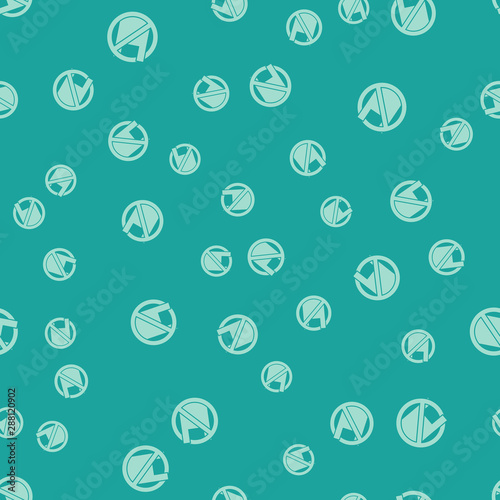 Green Say no to plastic bags poster icon isolated seamless pattern on green background. Disposable cellophane and polythene package prohibition sign. Vector Illustration
