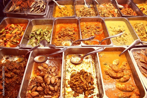 Thai cuisine. Retro filtered colors style.