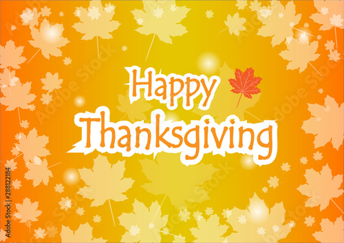 Happy Thanksgiving Day celebration card with maple autumn leaves vector background