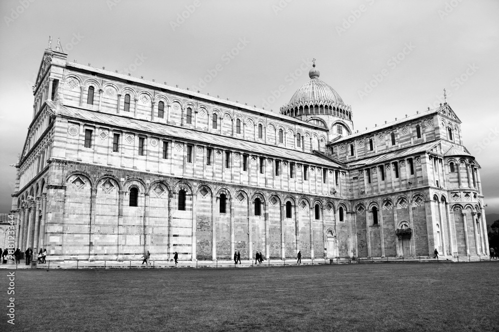 Pisa, Italy. Black and white retro style.