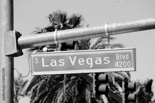 Photography Las Vegas Boulevard. Black and white vintage style.