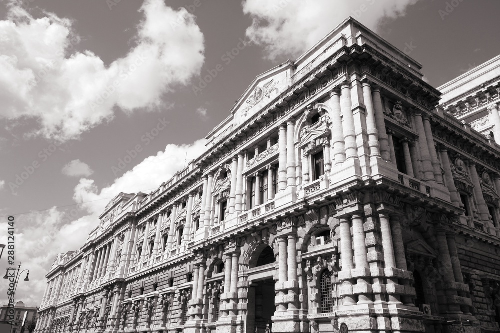 Rome - Palazzo Di Giustizia. Black and white vintage style.