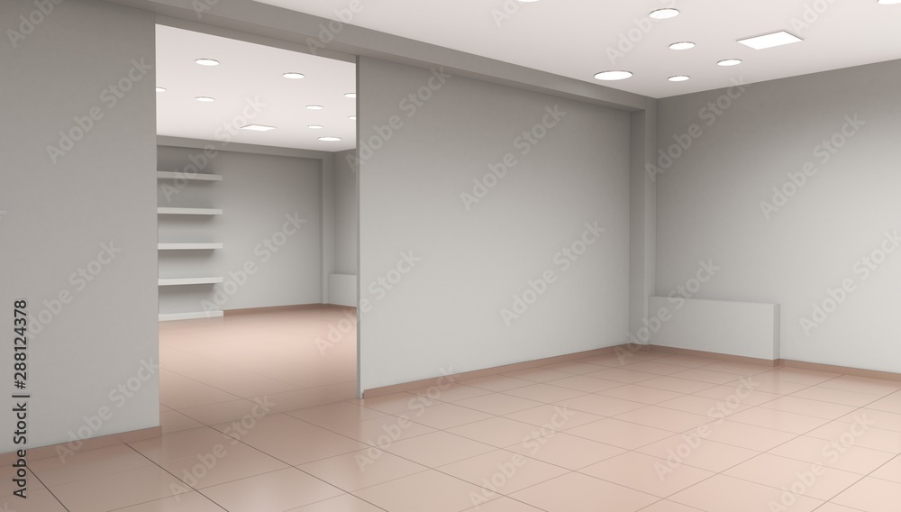 Obraz premium empty pavilion, interior visualization, 3D illustration