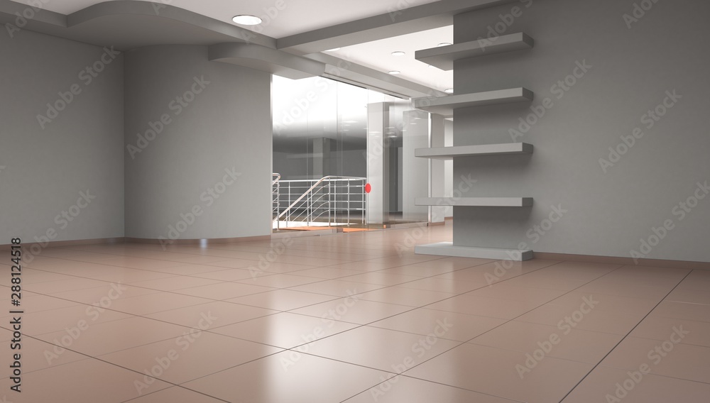 Obraz premium empty pavilion, interior visualization, 3D illustration