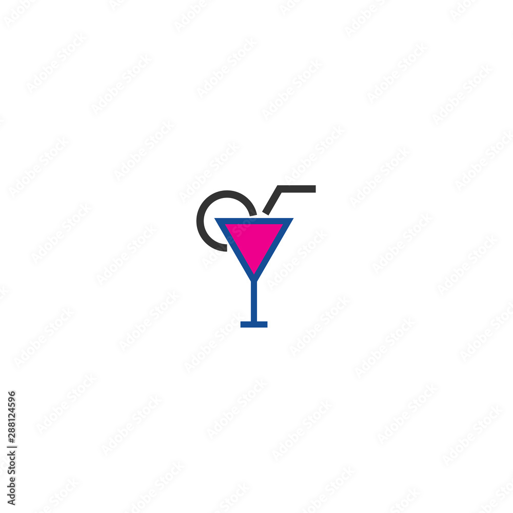 Cocktail color line icon in line art style on yellow background. Sign, symbol, element. Flat design style. Colorful background vector. Abstract food background. Flat outline vector. Cocktail color line icon in line art style on yellow background. Sign, symbol, element. Flat design style. Colorful background vector. Abstract food background. Flat outline vector.