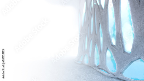 holey structure smooth in the form of a corridor, 3d render