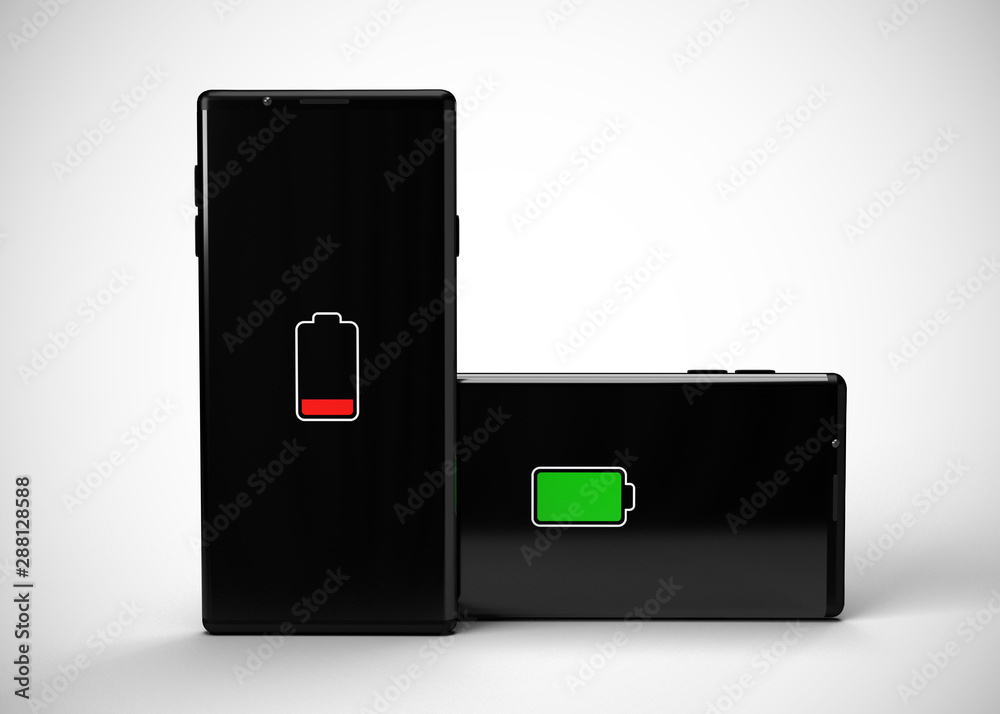 Smartphone Mobile Phone Charging Battery 3D Render Smartphone Mobile Phone Charging Battery 3D Render