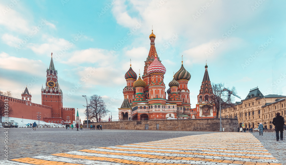 Fototapeta premium tower, Kremlin, St. Basil's Cathedral on red square, Moscow,