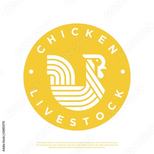 minimalist rooster or chicken vector logo