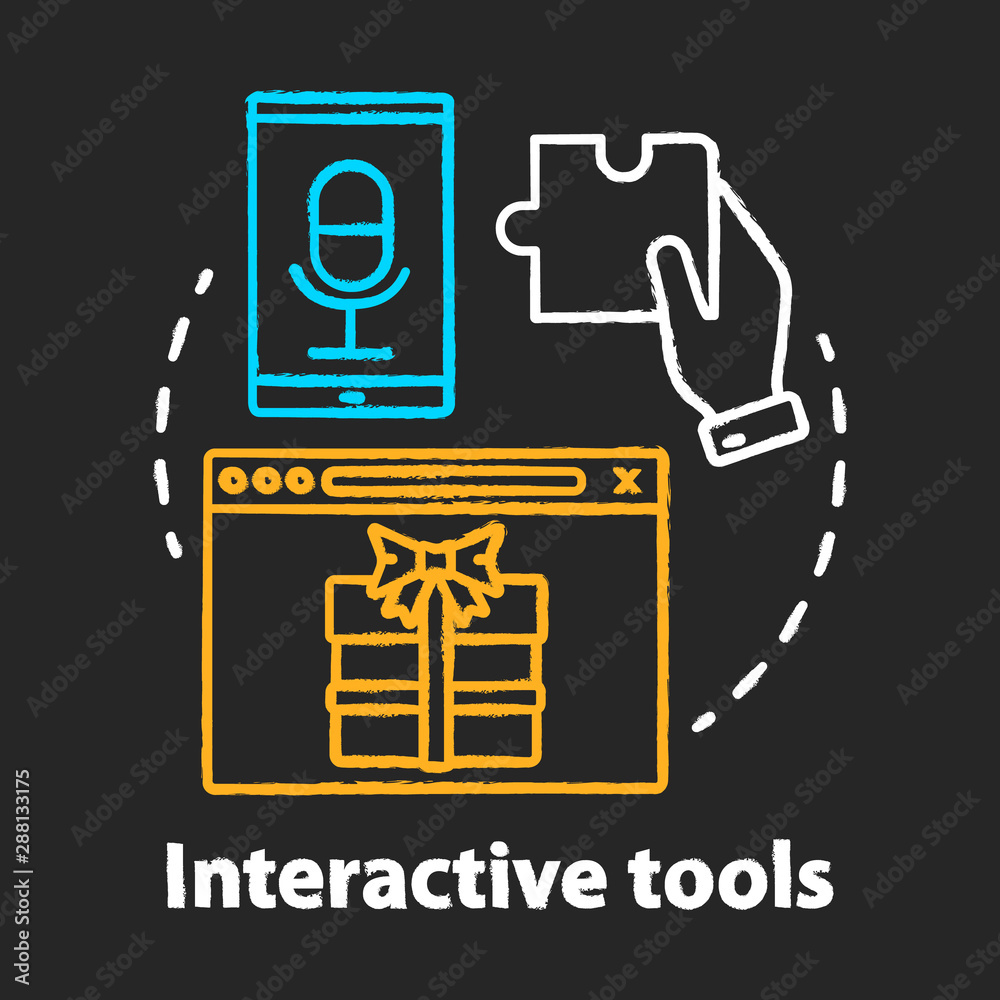 Interactive tool chalk concept icon. Customer engaging media content, bonuses. Marketing tool idea. Engagement increasing. Vector isolated chalkboard illustration