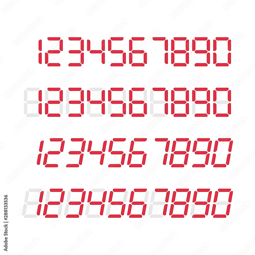 Calculator digital numbers set. Modern electronic figures isolated on black background. Bright Numbers template. Vector illustration EPS 10. Calculator digital numbers set. Modern electronic figures isolated on black background. Bright Numbers template. Vector illustration EPS 10.