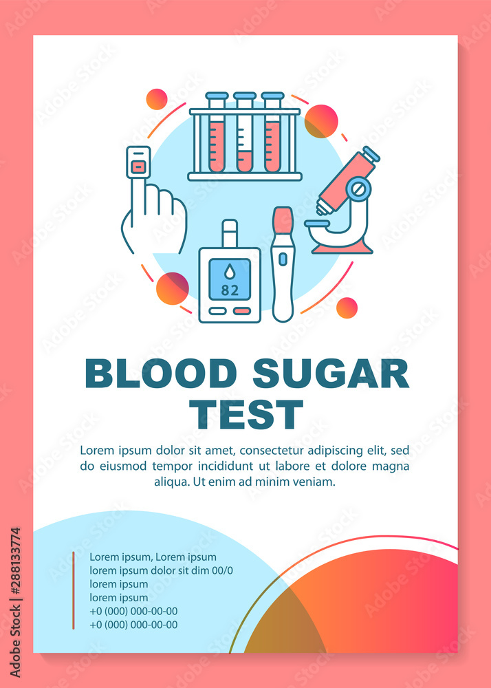 Blood sugar test brochure template layout. Flyer, leaflet print design