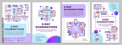 X-ray examination brochure template layout. Roentgen. Radiological survey. Flyer, booklet, leaflet print design, linear illustrations. Vector page layouts for annual reports, advertising posters
