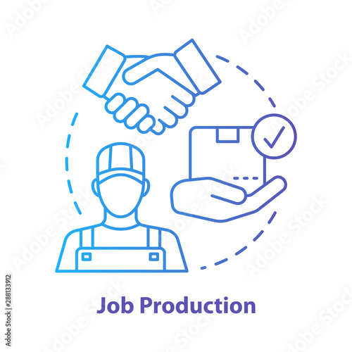 Job production blue concept icon. Jobbing and one-off production idea thin line illustration. Custom work producing. Individual work process. Vector isolated outline drawing. Editable stroke