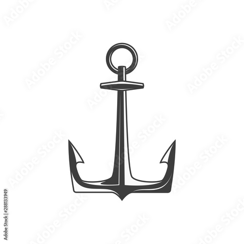 Nautical Anchor isolated white background. Ship anchor, vintage icon. Vector illustration for marine and heraldry design. EPS 10.