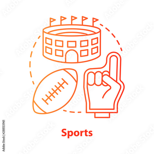 Sports red concept icon. Producing and organizing sport activity idea thin line illustration. Business industry. Leisure time places, fitness products. Vector isolated outline drawing. Editable stroke