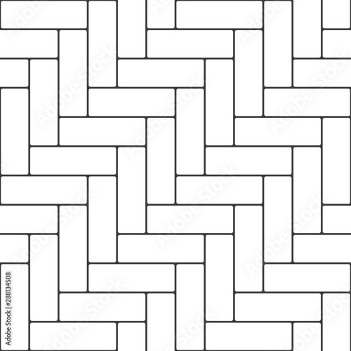 Herringbone parquet seamless pattern. Outline vintage wooden floor in flat style. Zigzag geometric background. Floor cladding bricks. Vector illustration EPS 10.