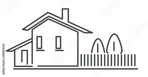 House building isolated outline icon, real estate