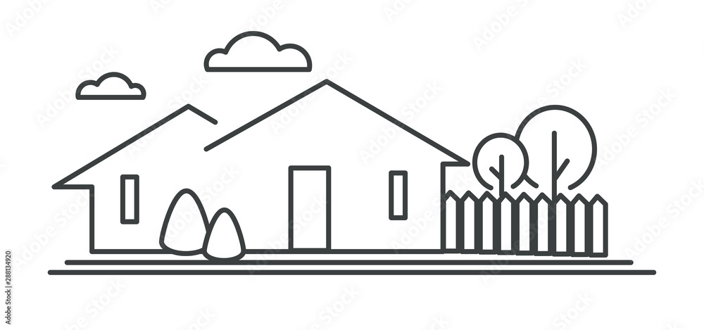 Suburban neighborhood, residential building, town house isolated icon