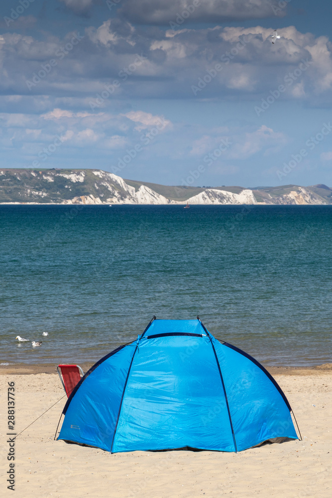 tent on beach at weymouth