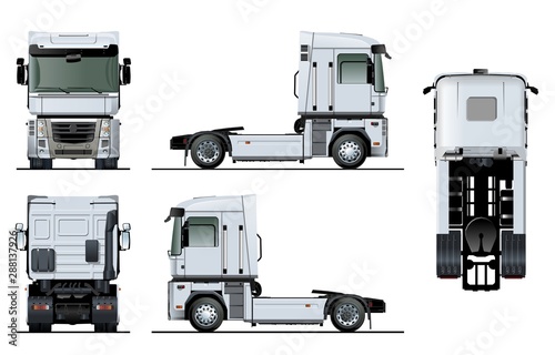 Vector semi-truck template isolated on white