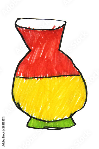 Vase for flowerts hand-drawn on white background photo