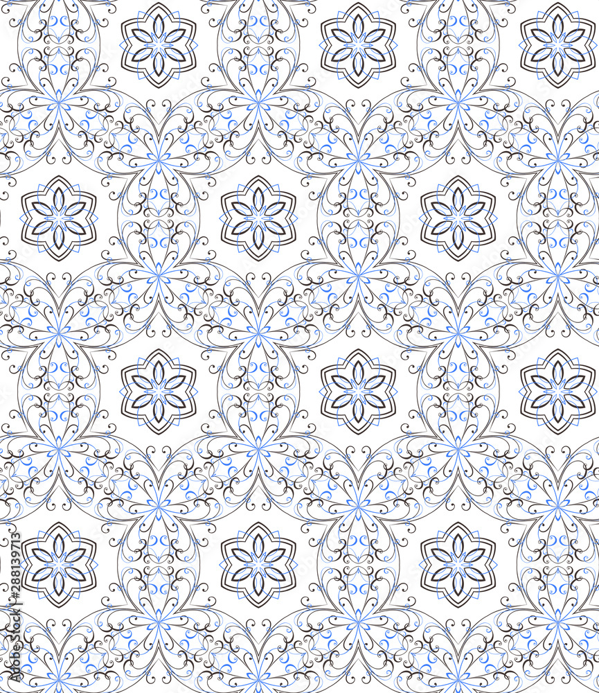 illustration of floral seamless pattern without gradient