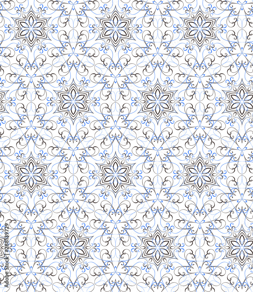 illustration of floral seamless pattern without gradient