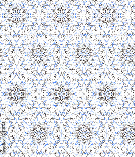 illustration of floral seamless pattern without gradient