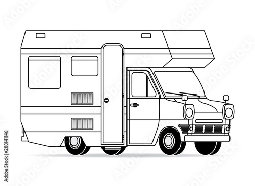 Wohnwagen schräg Ansicht Kontur