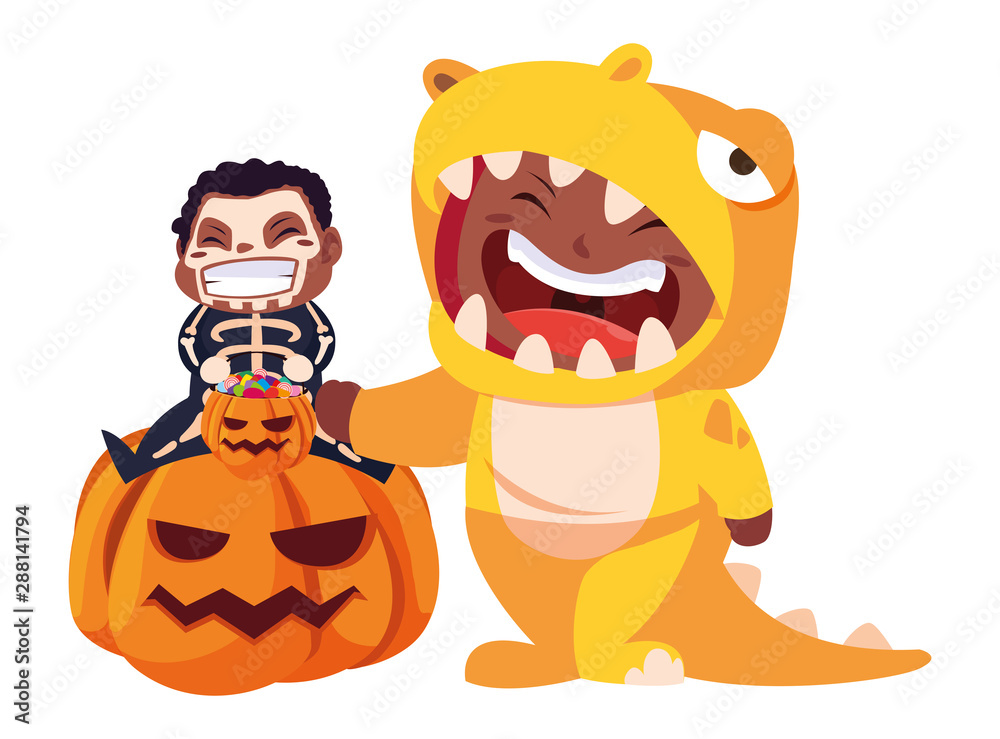 kids in halloween costumes image