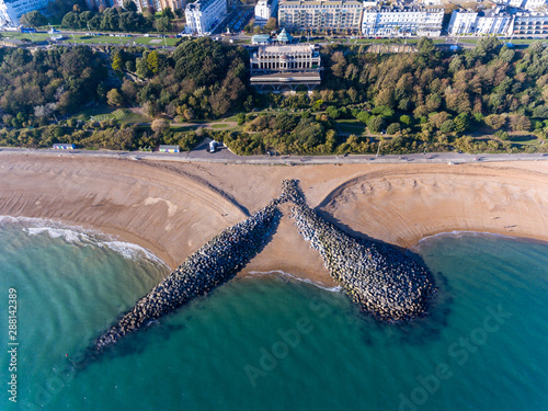 Mermaid Sea defence in Folkestone Kent by drone