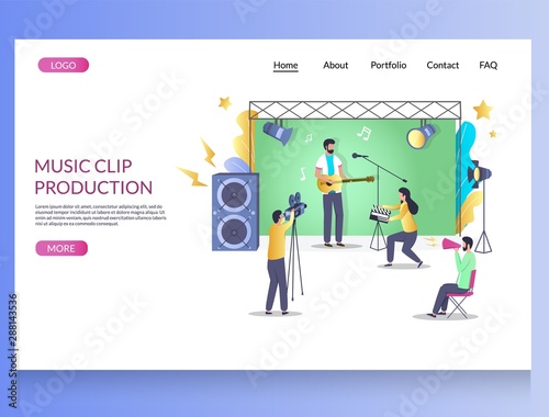 Music clip production vector website landing page design template