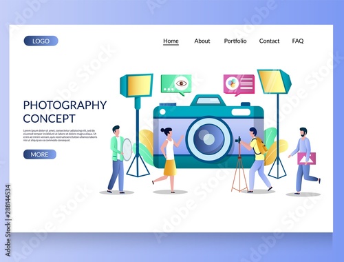 Photography concept vector website landing page design template
