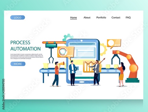 Process automation vector website landing page design template