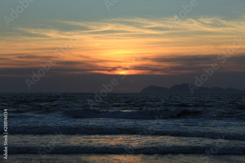 Sunset in Samil Beach, near Vigo city in Spain