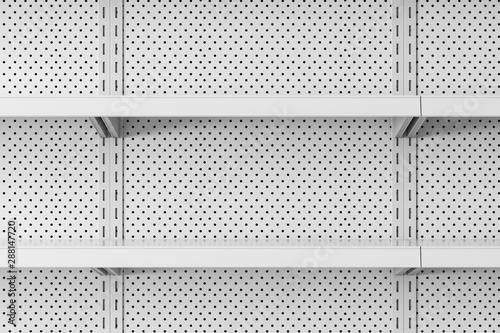 Foto Close up of empty supermarket shelves