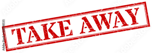 take away stamp. take away square grunge sign. take away