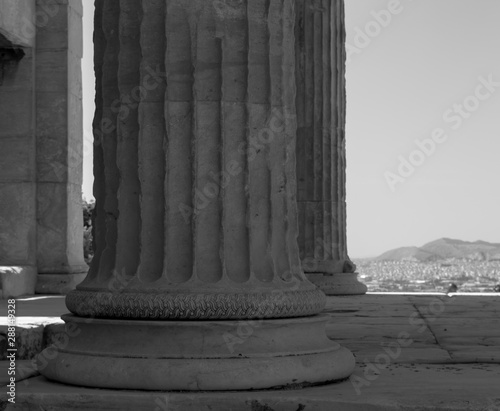 Columns in the Acropolis of Athens, in Greece