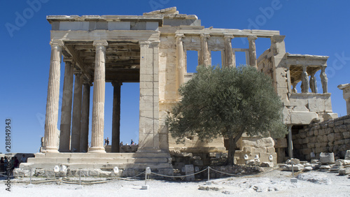 Columns in the Acropolis of Athens, in Greece