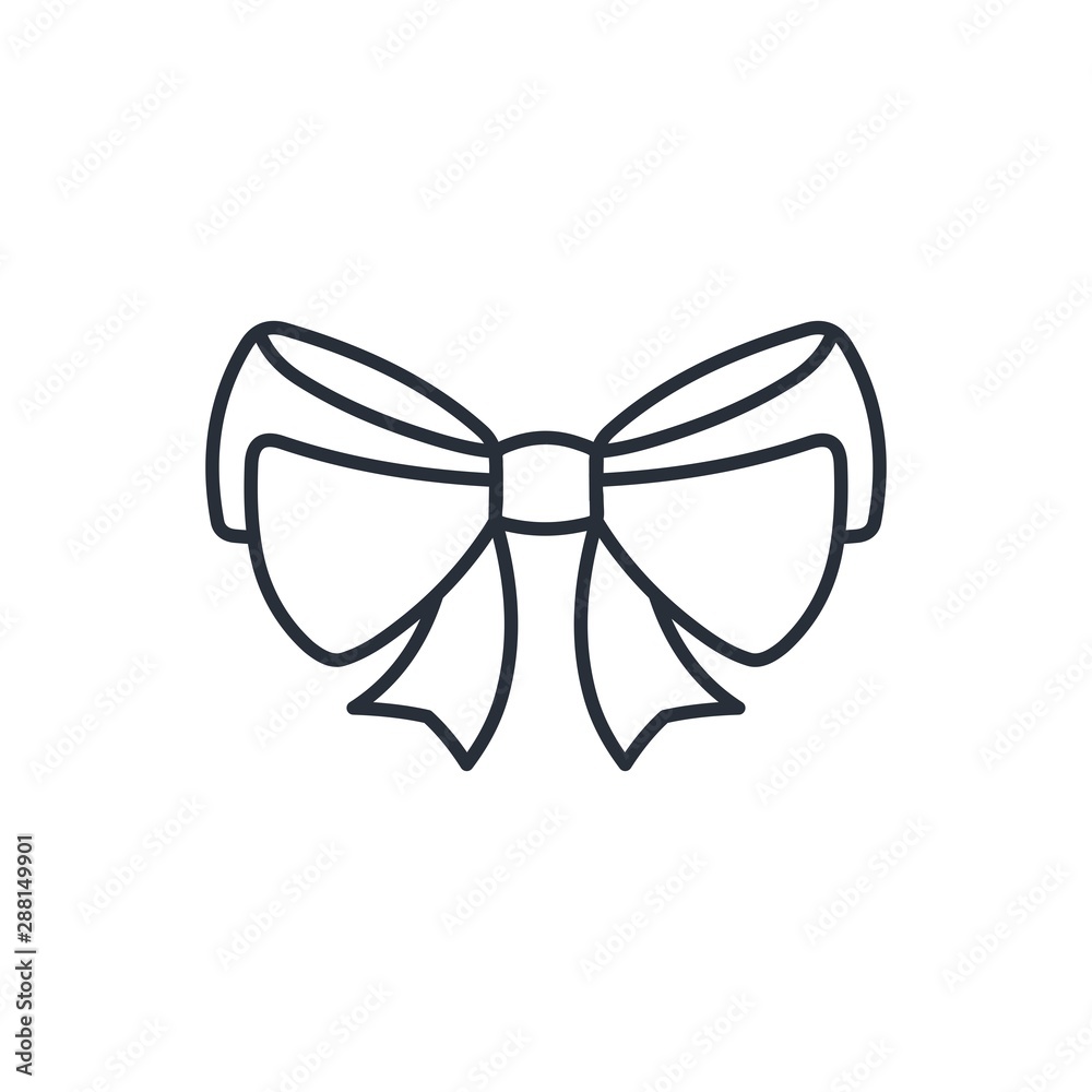 Holiday attribute. Bow. Vector linear icon on a white background. Holiday attribute. Bow. Vector linear icon on a white background.
