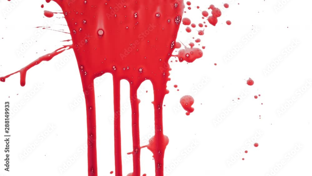 Streaks of blood pouring on a white surface