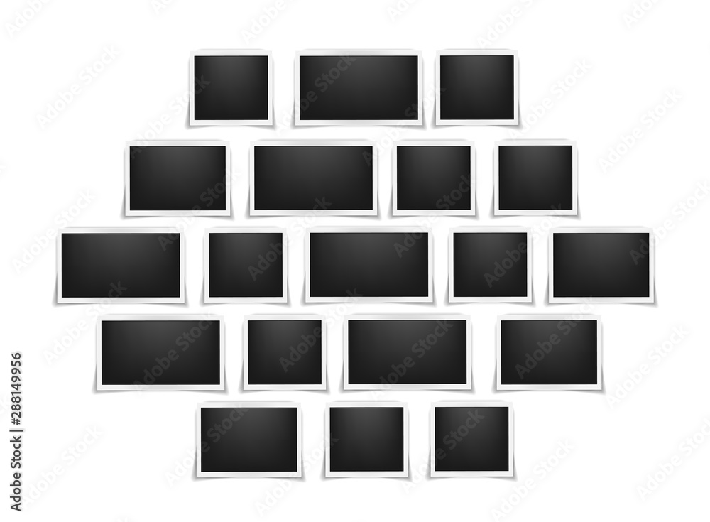 Realistic photo frames template background. Retro backdrop pattern isolated on white. Vector illustration Realistic photo frames template background. Retro backdrop pattern isolated on white. Vector illustration