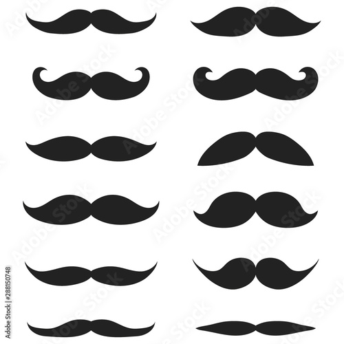 Collection of different mustache and beard of men on a white