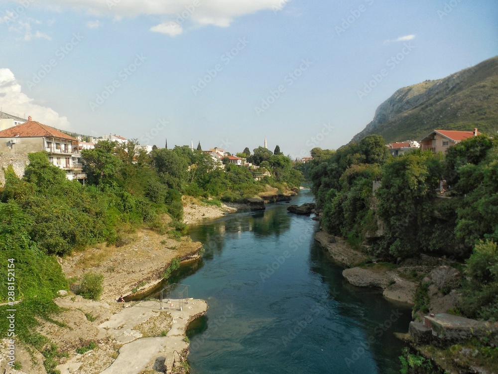 view of the river in Mostar 