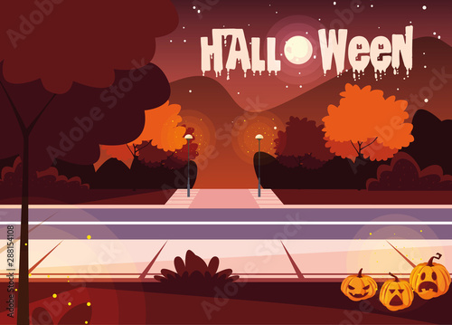 poster of halloween with landscape scene