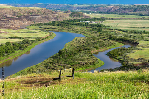 The Red Deer River Valley at Drumheller in Alberta Canada photo
